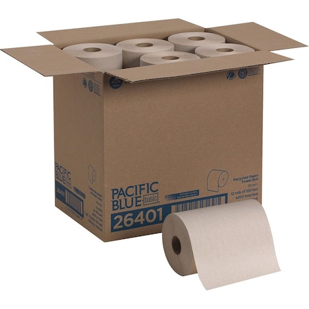Pacific Blue Hardwound Paper Towels, Continuous Roll Sheets, Natural, 12 PK GPC26401